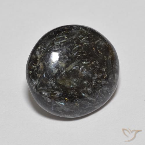 9,17 ctw natürlicher Schwarz mit blauem Glanz Nuummite, Oval, Lichtundurchlässig