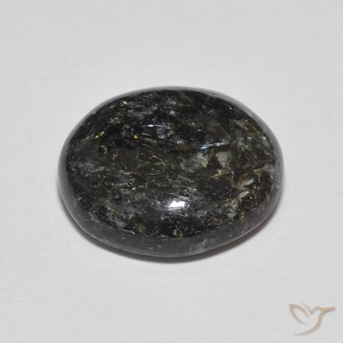 9,17 ctw natürlicher Schwarz mit blauem Glanz Nuummite, Oval, Lichtundurchlässig