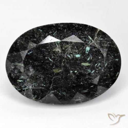 34.24ct Natürlicher Schwarz mit blauem Glanz Nuummit, Oval, Lichtundurchlässig