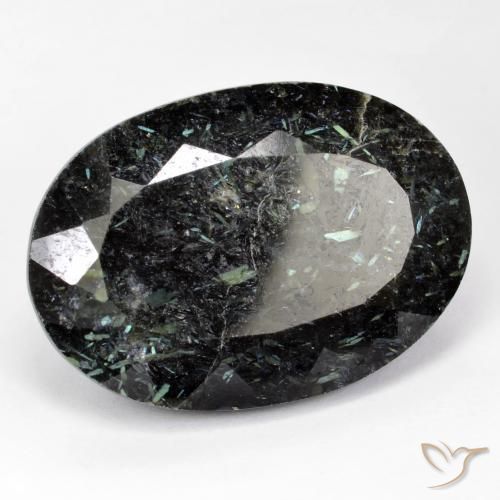 9,17 ctw natürlicher Schwarz mit blauem Glanz Nuummite, Oval, Lichtundurchlässig