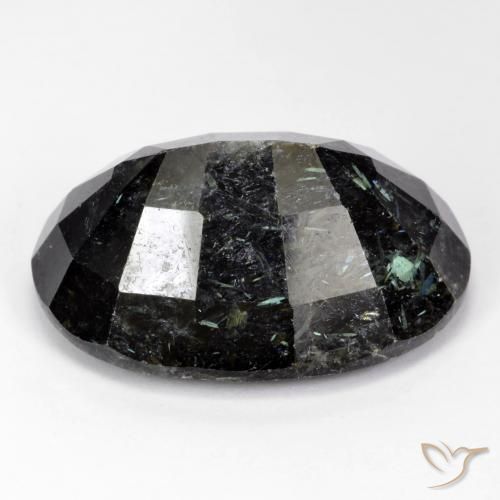 9,17 ctw natürlicher Schwarz mit blauem Glanz Nuummite, Oval, Lichtundurchlässig