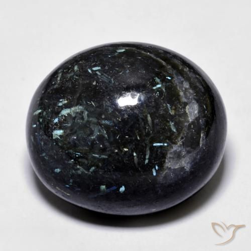 27.94ct Natürlicher Schwarz mit blauem Glanz Nuummit, Oval, Lichtundurchlässig