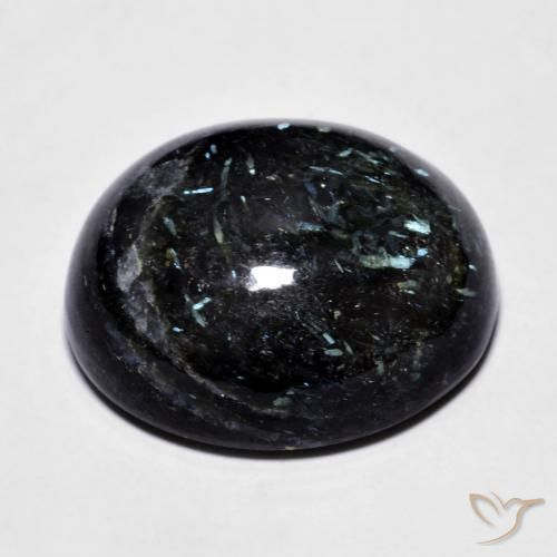 9,17 ctw natürlicher Schwarz mit blauem Glanz Nuummite, Oval, Lichtundurchlässig