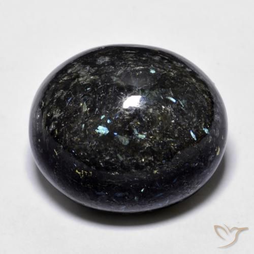 21.70ct Natürlicher Schwarz mit blauem Glanz Nuummit, Oval, Lichtundurchlässig
