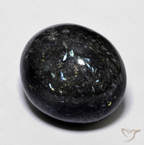 9,17 ctw natürlicher Schwarz mit blauem Glanz Nuummite, Oval, Lichtundurchlässig