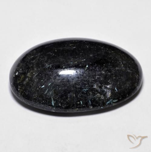 9,17 ctw natürlicher Schwarz mit blauem Glanz Nuummite, Oval, Lichtundurchlässig