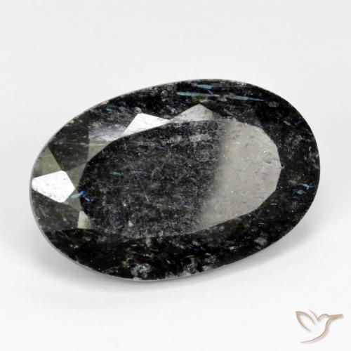 9,17 ctw natürlicher Schwarz mit blauem Glanz Nuummite, Oval, Lichtundurchlässig