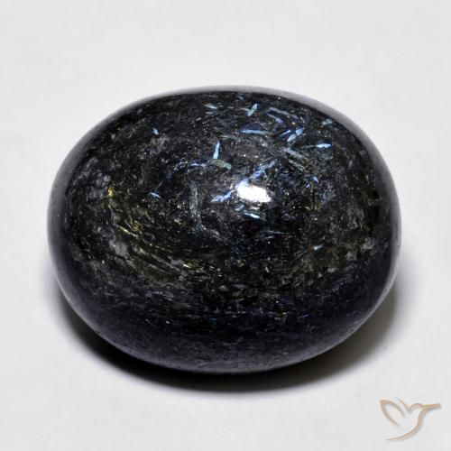24.73ct Natürlicher Schwarz mit blauem Glanz Nuummit, Oval, Lichtundurchlässig