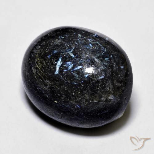 9,17 ctw natürlicher Schwarz mit blauem Glanz Nuummite, Oval, Lichtundurchlässig