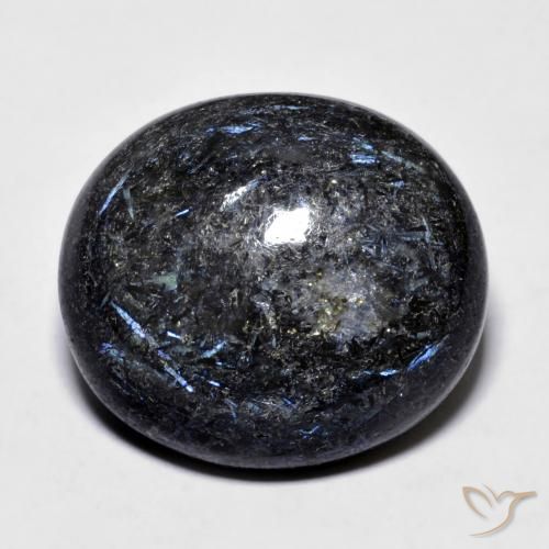 23.76ct Natürlicher Schwarz mit blauem Glanz Nuummit, Oval, Lichtundurchlässig