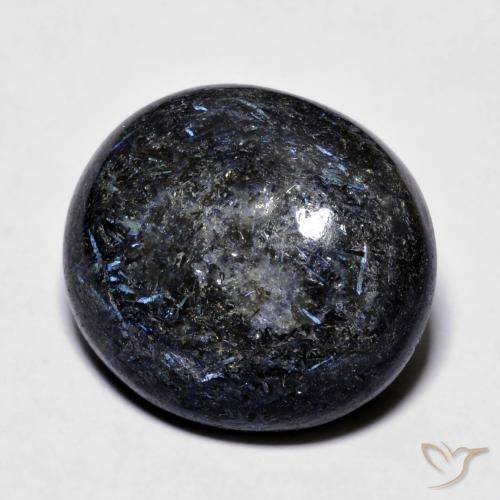 9,17 ctw natürlicher Schwarz mit blauem Glanz Nuummite, Oval, Lichtundurchlässig