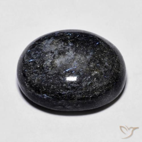 9,17 ctw natürlicher Schwarz mit blauem Glanz Nuummite, Oval, Lichtundurchlässig