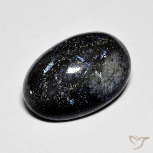 9,17 ctw natürlicher Schwarz mit blauem Glanz Nuummite, Oval, Lichtundurchlässig