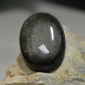 31,38 ctw natürlicher schwarzer Obsidian, Oval Schliff, Lichtundurchlässig