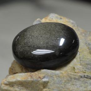 31,38 ctw natürlicher schwarzer Obsidian, Oval Schliff, Lichtundurchlässig