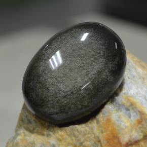 31,38 ctw natürlicher schwarzer Obsidian, Oval Schliff, Lichtundurchlässig