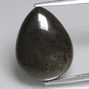 8,74 ctw natürlicher schwarzer Obsidian, Birnenform, Lichtundurchlässig