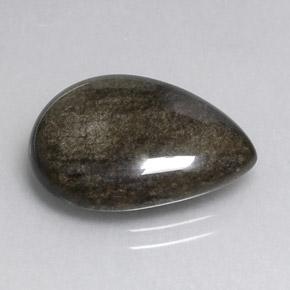 8,74 ctw natürlicher schwarzer Obsidian, Birnenform, Lichtundurchlässig