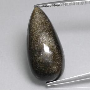 12,11 ctw natürlicher schwarzer Obsidian, Birnenform, Lichtundurchlässig
