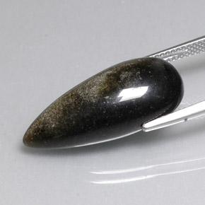 12,11 ctw natürlicher schwarzer Obsidian, Birnenform, Lichtundurchlässig