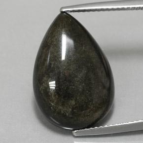 10,85 ctw natürlicher schwarzer Obsidian, Birnenform, Lichtundurchlässig