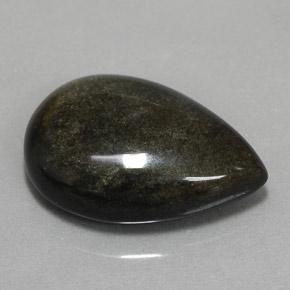 10,85 ctw natürlicher schwarzer Obsidian, Birnenform, Lichtundurchlässig