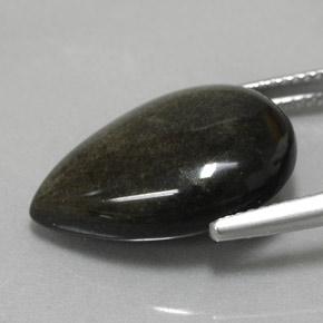 10,85 ctw natürlicher schwarzer Obsidian, Birnenform, Lichtundurchlässig