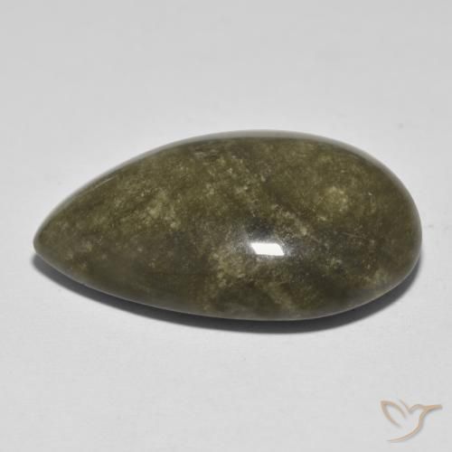 9,17 ctw natürlicher Schwarz mit Goldglanz Obsidian, Birnenform, Lichtundurchlässig