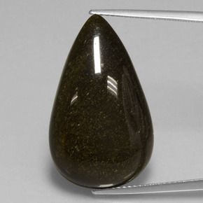 9,17 ctw natürlicher gold-schimmernd Obsidian, Birnenform, Lichtundurchlässig
