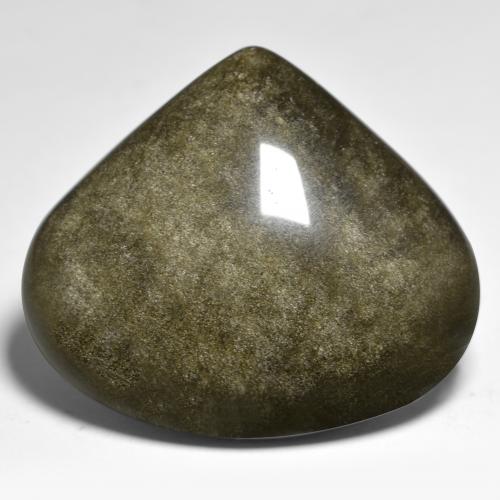 9,17 ctw natürlicher Schwarz mit Goldglanz Obsidian, Birnenform, Lichtundurchlässig