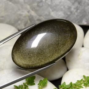 9,17 ctw natürlicher gold-schimmernd schwarz Obsidian, Oval Schliff, Lichtundurchlässig