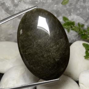 9,17 ctw natürlicher gold-schimmernd schwarz Obsidian, Oval Schliff, Lichtundurchlässig