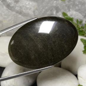 9,17 ctw natürlicher gold-schimmernd schwarz Obsidian, Oval Schliff, Lichtundurchlässig