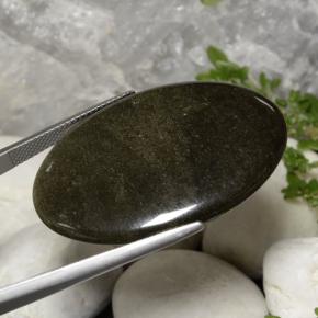 9,17 ctw natürlicher gold-schimmernd schwarz Obsidian, Oval Schliff, Lichtundurchlässig