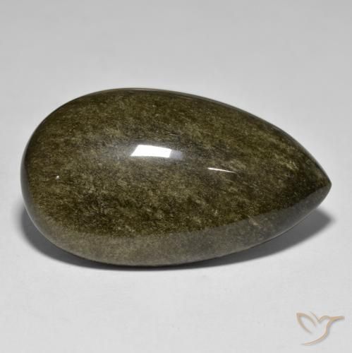 53,77 ctw natürlicher goldener Obsidian, Birnenform, Lichtundurchlässig