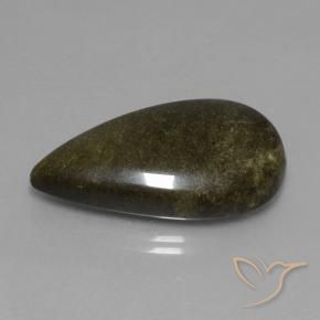 9,17 ctw natürlicher Schwarz mit Goldglanz Obsidian, Birnenform, Lichtundurchlässig