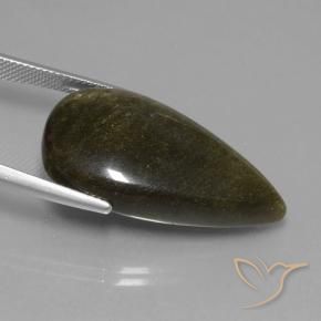 9,17 ctw natürlicher Schwarz mit Goldglanz Obsidian, Birnenform, Lichtundurchlässig