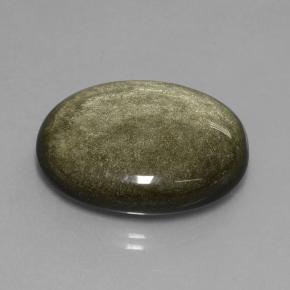 9,17 ctw natürlicher Schwarzer Goldglanz Obsidian, Oval Schliff, Lichtundurchlässig