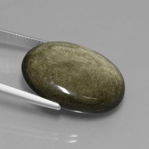 9,17 ctw natürlicher Schwarzer Goldglanz Obsidian, Oval Schliff, Lichtundurchlässig