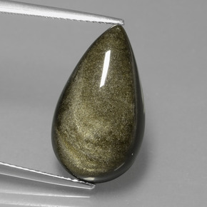 10,03 ctw natürlicher Gold Obsidian, Birnenform, Lichtundurchlässig