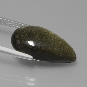 10,03 ctw natürlicher Gold Obsidian, Birnenform, Lichtundurchlässig