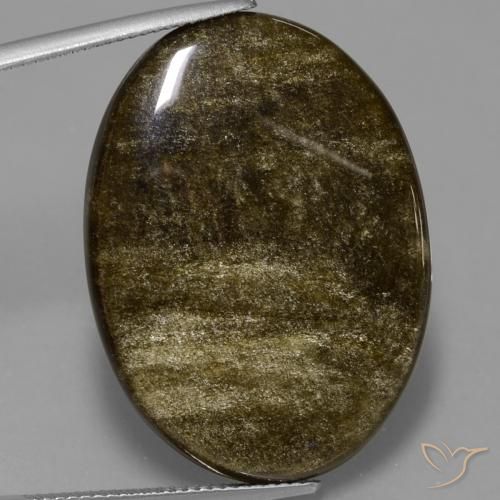28.57ct Natürlicher braun-schwarz Obsidian, Oval, Lichtundurchlässig