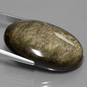 9,17 ctw natürlicher Schwarzer Goldglanz Obsidian, Oval Schliff, Lichtundurchlässig