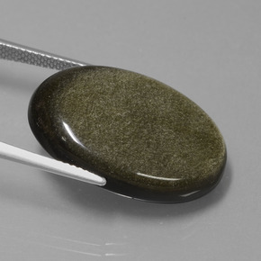 9,17 ctw natürlicher gold-schimmernd Obsidian, Oval Schliff, Lichtundurchlässig