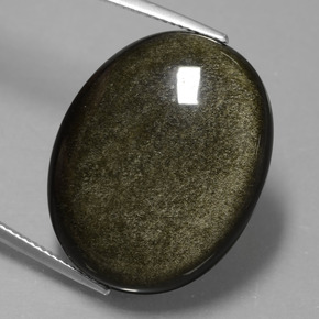 9,17 ctw natürlicher Schwarzer Goldglanz Obsidian, Oval Schliff, Lichtundurchlässig