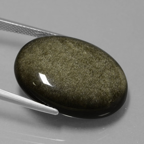 9,17 ctw natürlicher Schwarzer Goldglanz Obsidian, Oval Schliff, Lichtundurchlässig