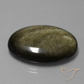 9,17 ctw natürlicher Schwarz mit Goldglanz Obsidian, Oval, Lichtundurchlässig
