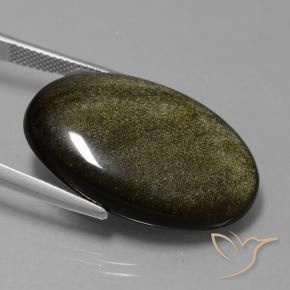 9,17 ctw natürlicher Schwarz mit Goldglanz Obsidian, Oval, Lichtundurchlässig