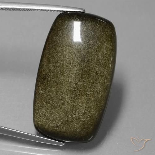 28.65ct Natürlicher Schwarz mit Goldglanz Obsidian, Kissen, Lichtundurchlässig