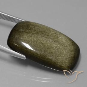 9,17 ctw natürlicher Schwarz mit Goldglanz Obsidian, Kissen, Lichtundurchlässig